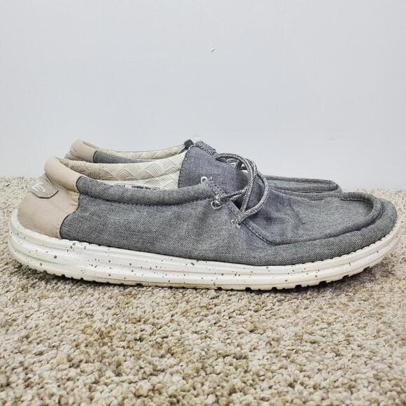 Hey Dude Sneakers Mens 12 Wally Chambray Frost Gray Slip On Casual Comfort - Picture 1 of 9